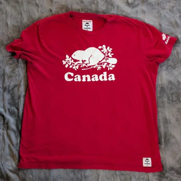 Roots Canada Red T-Shirt XL - Picture 1 of 6